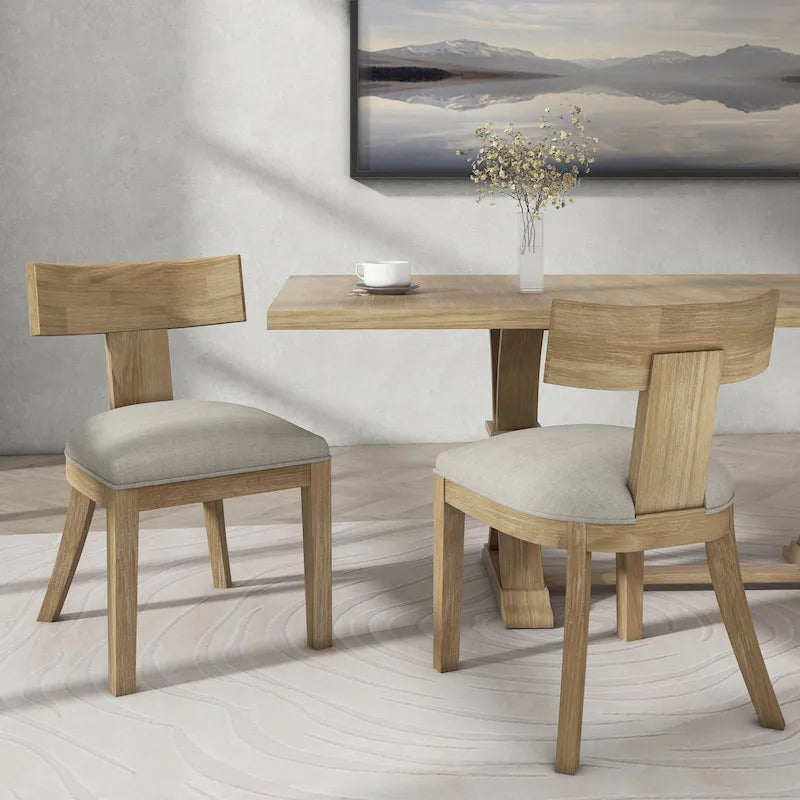 Chaises de salle à manger rembourrées Fescue avec dossier à lattes en hévéa (lot de 2) par Christopher Knight Home
