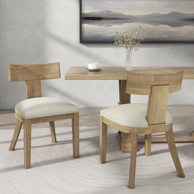 Chaises de salle à manger rembourrées Fescue avec dossier à lattes en hévéa (lot de 2) par Christopher Knight Home