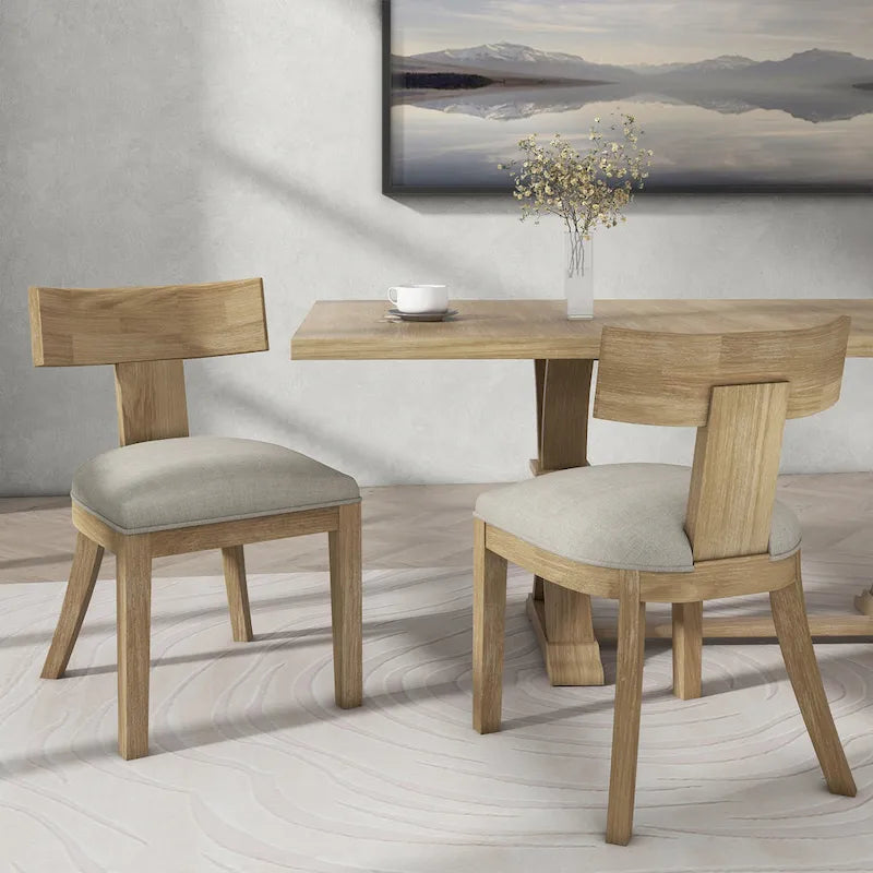 Chaises de salle à manger rembourrées Fescue avec dossier à lattes en hévéa (lot de 2) par Christopher Knight Home