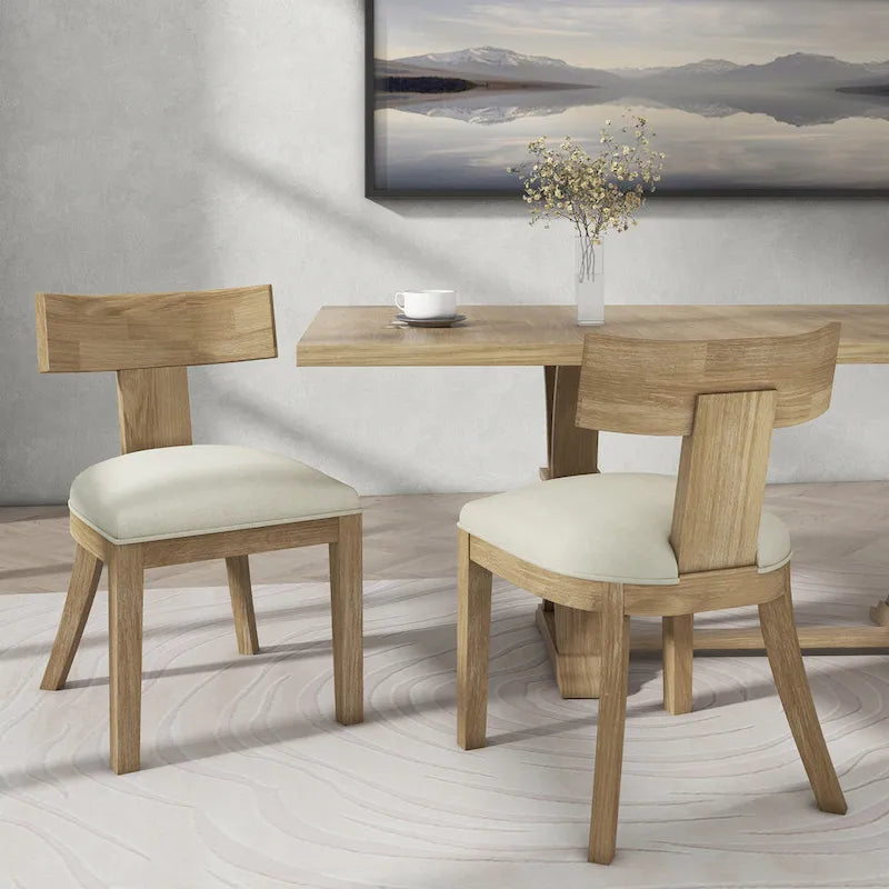 Chaises de salle à manger rembourrées Fescue avec dossier à lattes en hévéa (lot de 2) par Christopher Knight Home