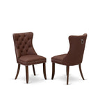 East West Furniture – Ensemble de salle à manger avec table ronde et chaises rembourrées, acajou (options de pièces)
