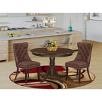 East West Furniture – Ensemble de salle à manger avec table ronde et chaises rembourrées, acajou (options de pièces)
