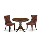 East West Furniture – Ensemble de salle à manger avec table ronde et chaises rembourrées, acajou (options de pièces)
