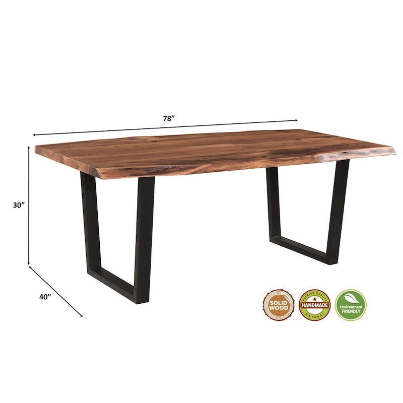 Table à manger en noyer Sienna à bord naturel