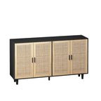 Armoire de rangement décorative en rotin à 4 portes fonctionnelles