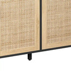 Armoire de rangement décorative en rotin à 4 portes fonctionnelles
