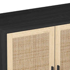 Armoire de rangement décorative en rotin à 4 portes fonctionnelles