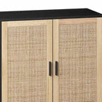 Armoire de rangement décorative en rotin à 4 portes fonctionnelles
