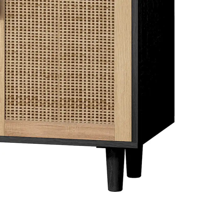 Armoire de rangement décorative en rotin à 4 portes fonctionnelles