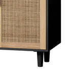Armoire de rangement décorative en rotin à 4 portes fonctionnelles