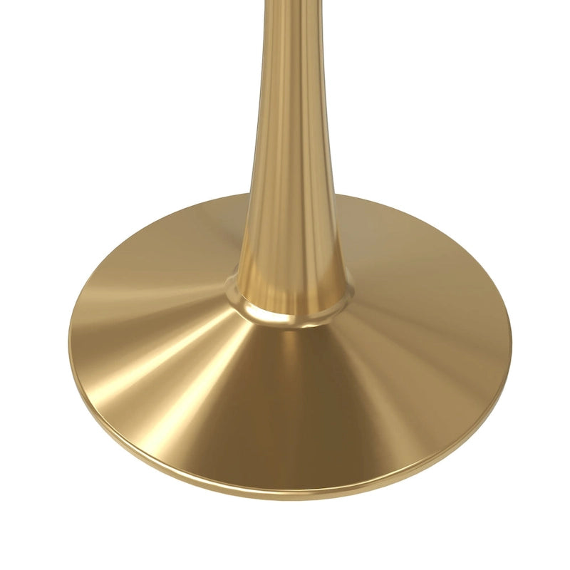 LeisureMod Bristol Table à manger ronde 31 po pour 4 avec plateau en bois MDF et base en acier doré pour cuisine et salle à manger