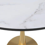 LeisureMod Bristol Table à manger ronde 31 po pour 4 avec plateau en bois MDF et base en acier doré pour cuisine et salle à manger