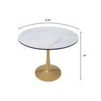 LeisureMod Bristol Table à manger ronde 31 po pour 4 avec plateau en bois MDF et base en acier doré pour cuisine et salle à manger