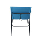 Chaise de salle à manger Fabien en cuir minimaliste avec surpiqûres, bleue