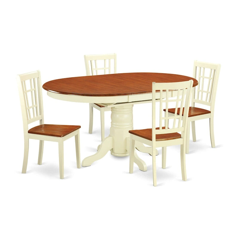 Ensemble de salle à manger 5 pièces East West Furniture - une table de salle à manger ovale et 4 chaises de cuisine, coloris crème et cerise