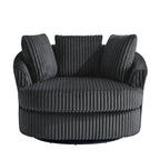 Lot de 2 fauteuils pivotants ronds surdimensionnés en velours côtelé moelleux de 43 po avec oreillers