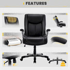Chaise de bureau pivotante ergonomique pour ordinateur, accoudoirs rabattables, siège large et épais, support lombaire renforcé, capacité de 180 kg pour la maison et le bureau