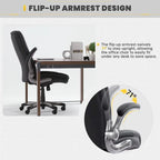 Chaise de bureau pivotante ergonomique pour ordinateur, accoudoirs rabattables, siège large et épais, support lombaire renforcé, capacité de 180 kg pour la maison et le bureau