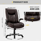 Chaise de bureau pivotante ergonomique pour ordinateur, accoudoirs rabattables, siège large et épais, support lombaire renforcé, capacité de 180 kg pour la maison et le bureau