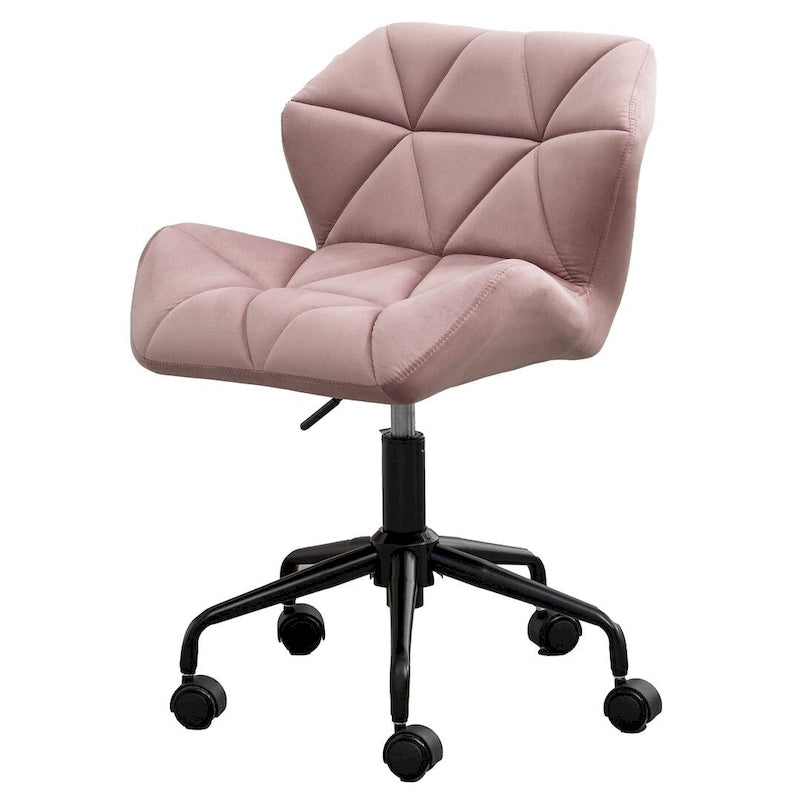 Chaise de bureau pivotante réglable sans accoudoirs, capitonnée de losanges
