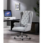 Chaise de bureau Porthos Home Iaen avec dossier à oreilles, revêtement en lin
