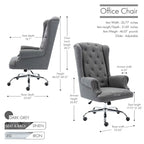 Chaise de bureau Porthos Home Iaen avec dossier à oreilles, revêtement en lin