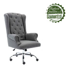 Chaise de bureau Porthos Home Iaen avec dossier à oreilles, revêtement en lin