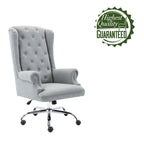 Chaise de bureau Porthos Home Iaen avec dossier à oreilles, revêtement en lin