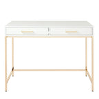 Bureau Alios avec finition blanc brillant et piètement doré