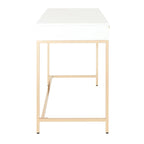 Bureau Alios avec finition blanc brillant et piètement doré