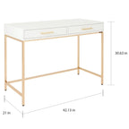Bureau Alios avec finition blanc brillant et piètement doré