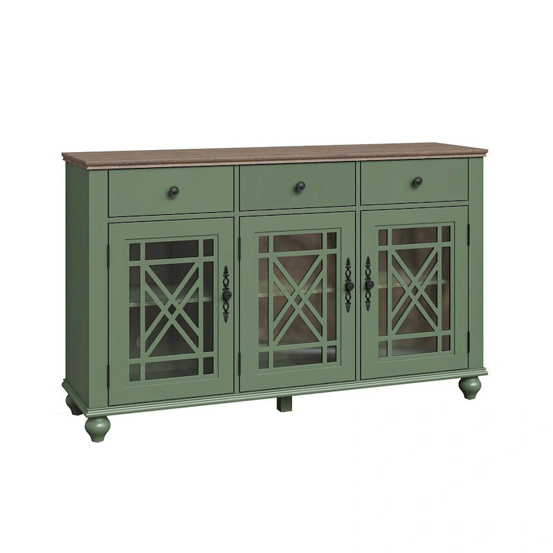 Buffet bahut de cuisine de style vintage de 55 po avec tiroirs - 55 po de largeur