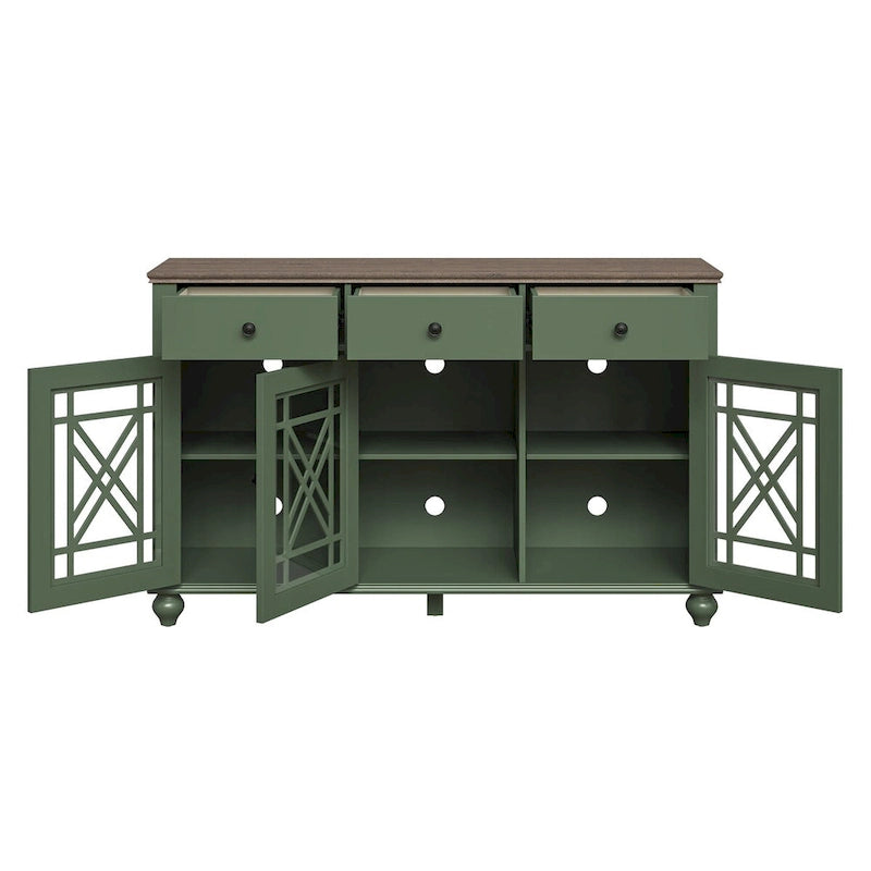 Buffet bahut de cuisine de style vintage de 55 po avec tiroirs - 55 po de largeur