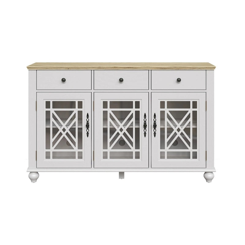 Buffet bahut de cuisine de style vintage de 55 po avec tiroirs - 55 po de largeur