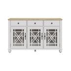 Buffet bahut de cuisine de style vintage de 55 po avec tiroirs - 55 po de largeur