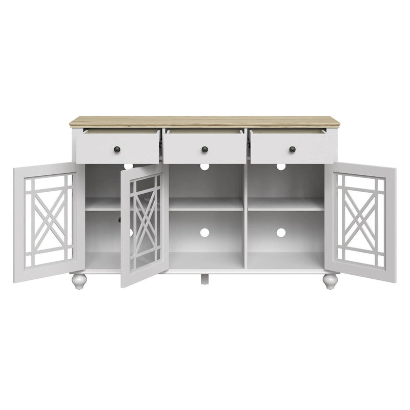 Buffet bahut de cuisine de style vintage de 55 po avec tiroirs - 55 po de largeur