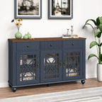 Buffet bahut de cuisine de style vintage de 55 po avec tiroirs - 55 po de largeur