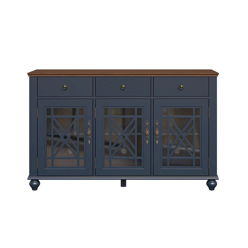 Buffet bahut de cuisine de style vintage de 55 po avec tiroirs - 55 po de largeur