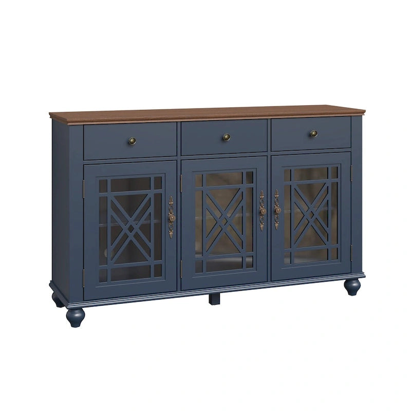 Buffet bahut de cuisine de style vintage de 55 po avec tiroirs - 55 po de largeur