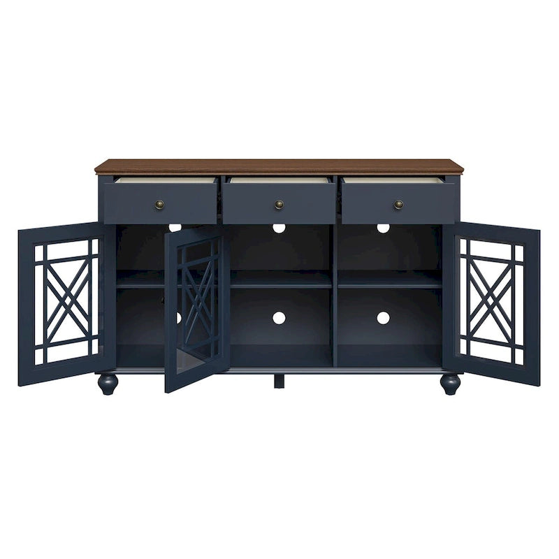 Buffet bahut de cuisine de style vintage de 55 po avec tiroirs - 55 po de largeur