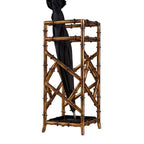 Porte-parapluie carré en bambou et fer doré antique - 8x8x21