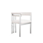 Chaise de salle à manger Cid Tayc 25 pouces, similicuir blanc, structure en acier inoxydable