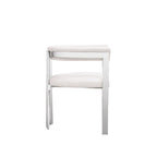 Chaise de salle à manger Cid Tayc 25 pouces, similicuir blanc, structure en acier inoxydable