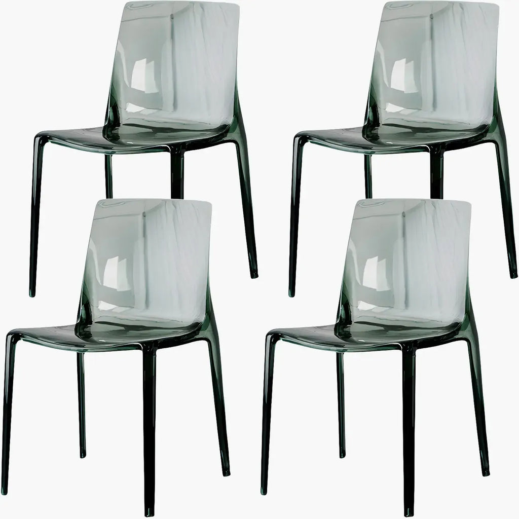 Chaise de salle à manger en acrylique ambré sans accoudoirs et à dossier bas