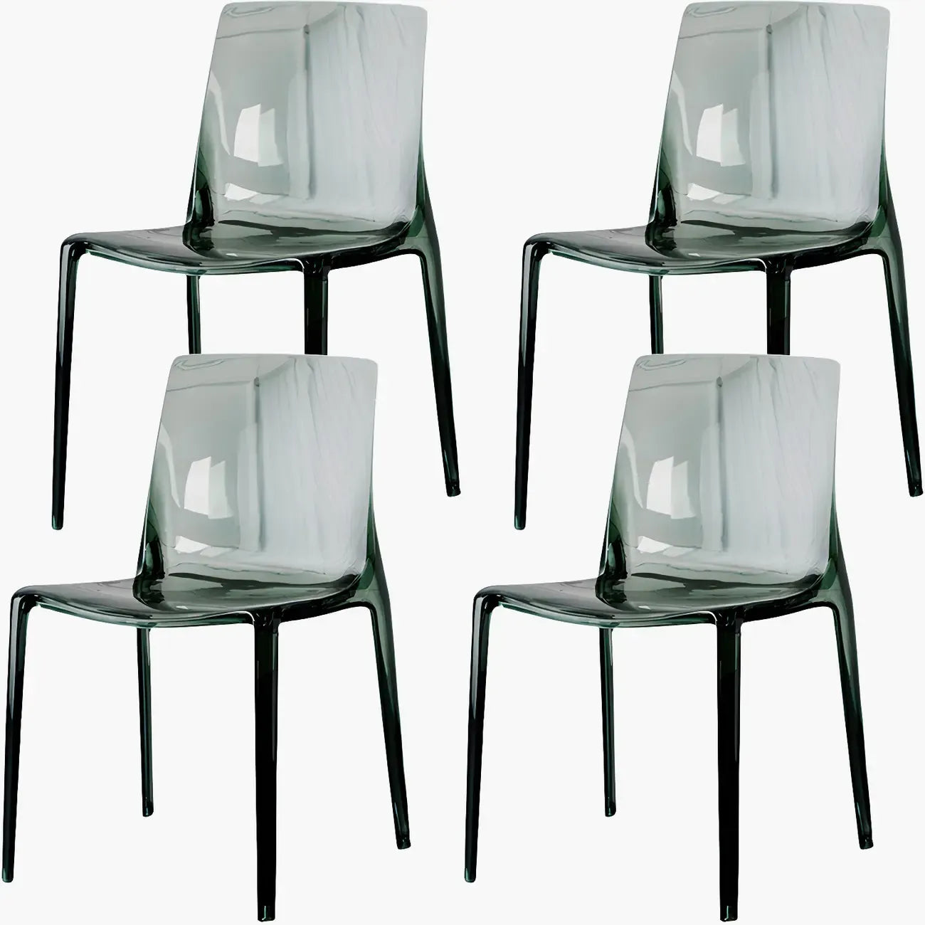 Chaise de salle à manger en acrylique ambré sans accoudoirs et à dossier bas