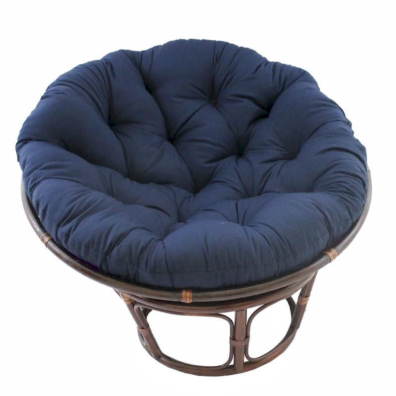 Fauteuil Papasan en rotin Bali de 42 pouces avec coussin en sergé