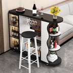 Table de bar îlot avec plateau en pierre et rangement pour bars à domicile
