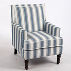 Fauteuil en lin à rayures bleues et blanches