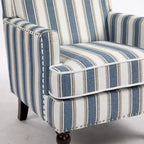 Fauteuil en lin à rayures bleues et blanches