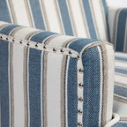 Fauteuil en lin à rayures bleues et blanches